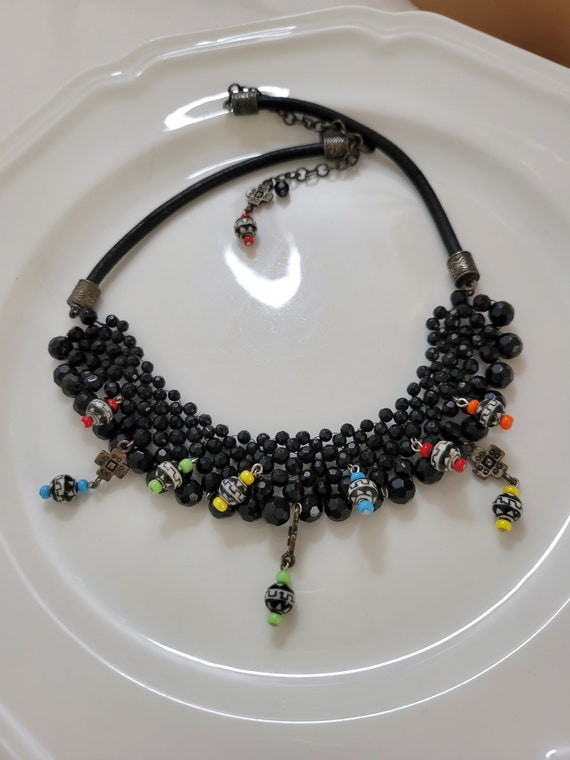 Vintage Chicos  Black and  Fancy Glass Beads Chok… - image 8