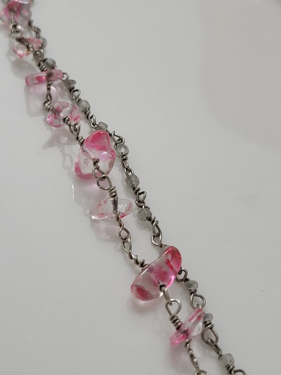 925 Two Strand Pink Quartz Polished Gemstones 198… - image 4
