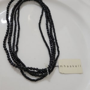 Miriam Haskell Choker Multi Strand Stretch Necklace Jet Glass   New Old Stock