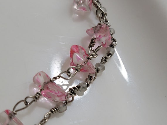 925 Two Strand Pink Quartz Polished Gemstones 198… - image 5