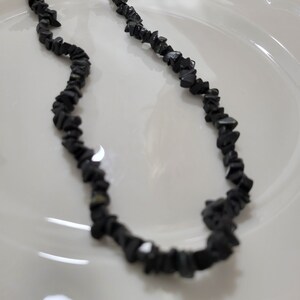 Vintage Boho Onyx Chips Collar Cuentas Tono Oro Cierre 28"