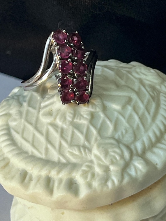 1970s Ruby Ring Cluster Design 316 LS quality to … - image 1