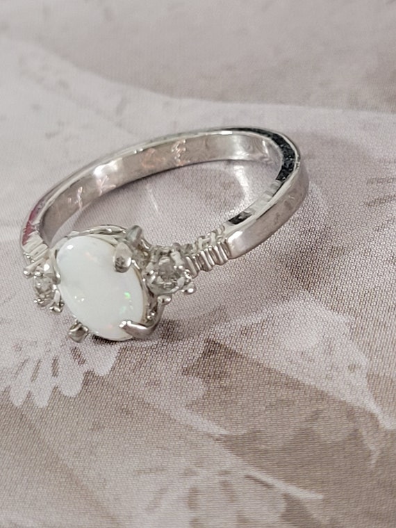 Vintage Opal Ring Sterling High Quality made  wit… - image 4
