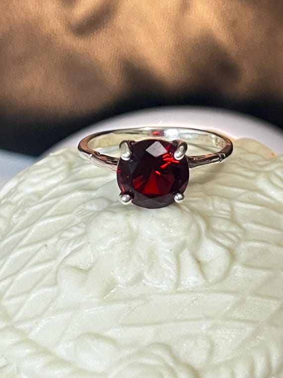 Vintage Lab Created Ruby Solitaire Promise Ring C… - image 1