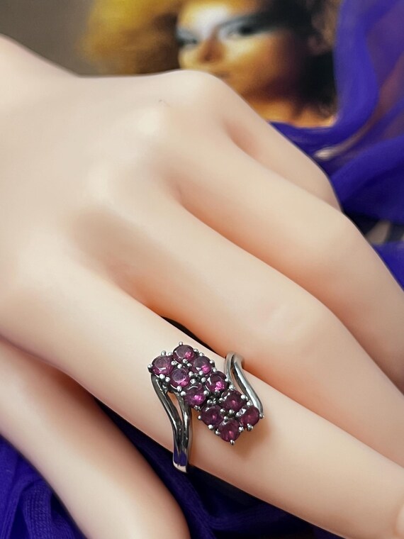 1970s Ruby Ring Cluster Design 316 LS quality to … - image 4