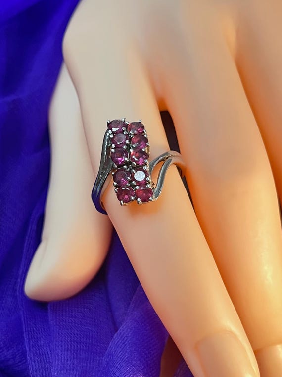 1970s Ruby Ring Cluster Design 316 LS quality to … - image 2