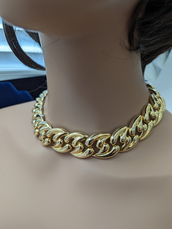 Vintage Chunky Necklace Wide Big and Bold 18k gold