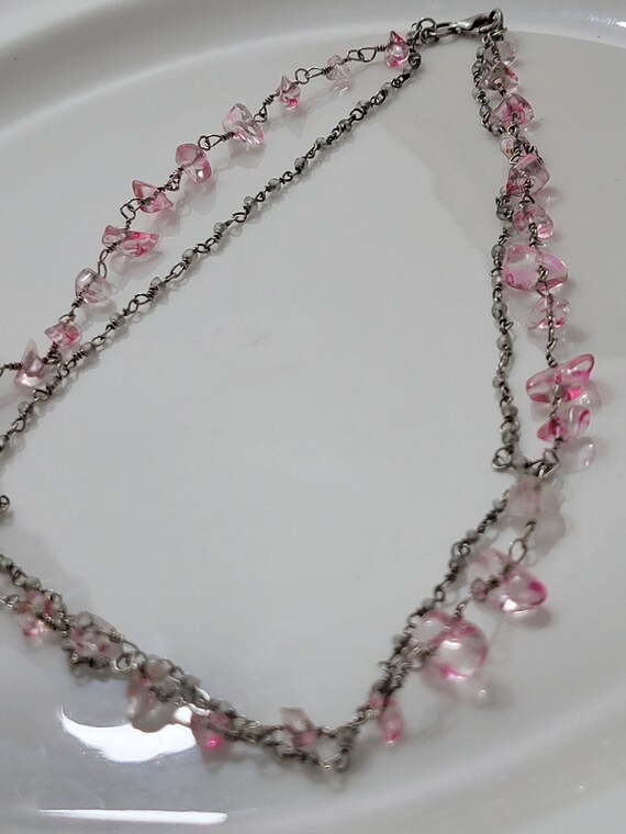 925 Two Strand Pink Quartz Polished Gemstones 198… - image 9