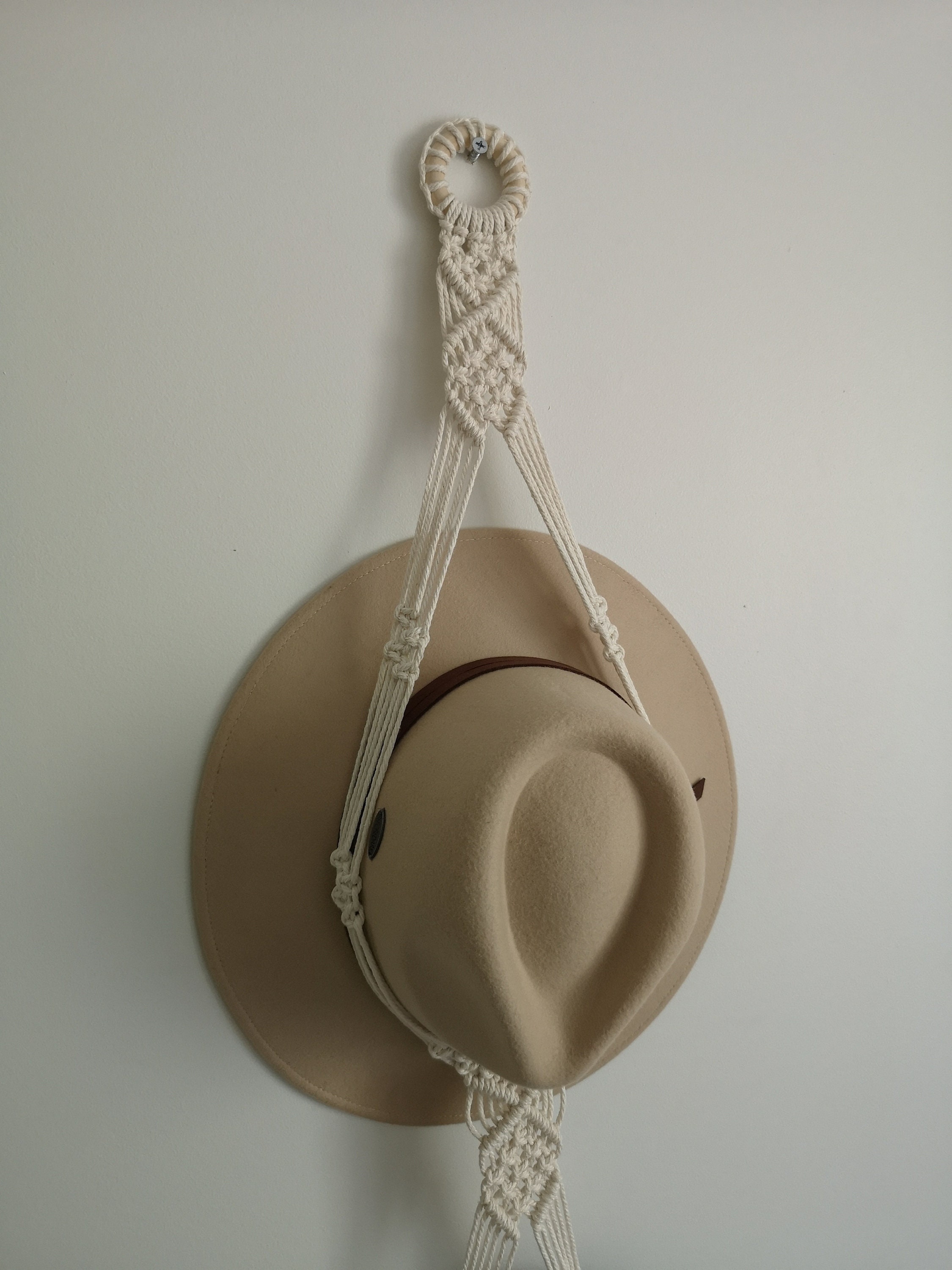 Macrame Hat Holder Boho Single or Double Hat Hanger Akubra Hat Holder