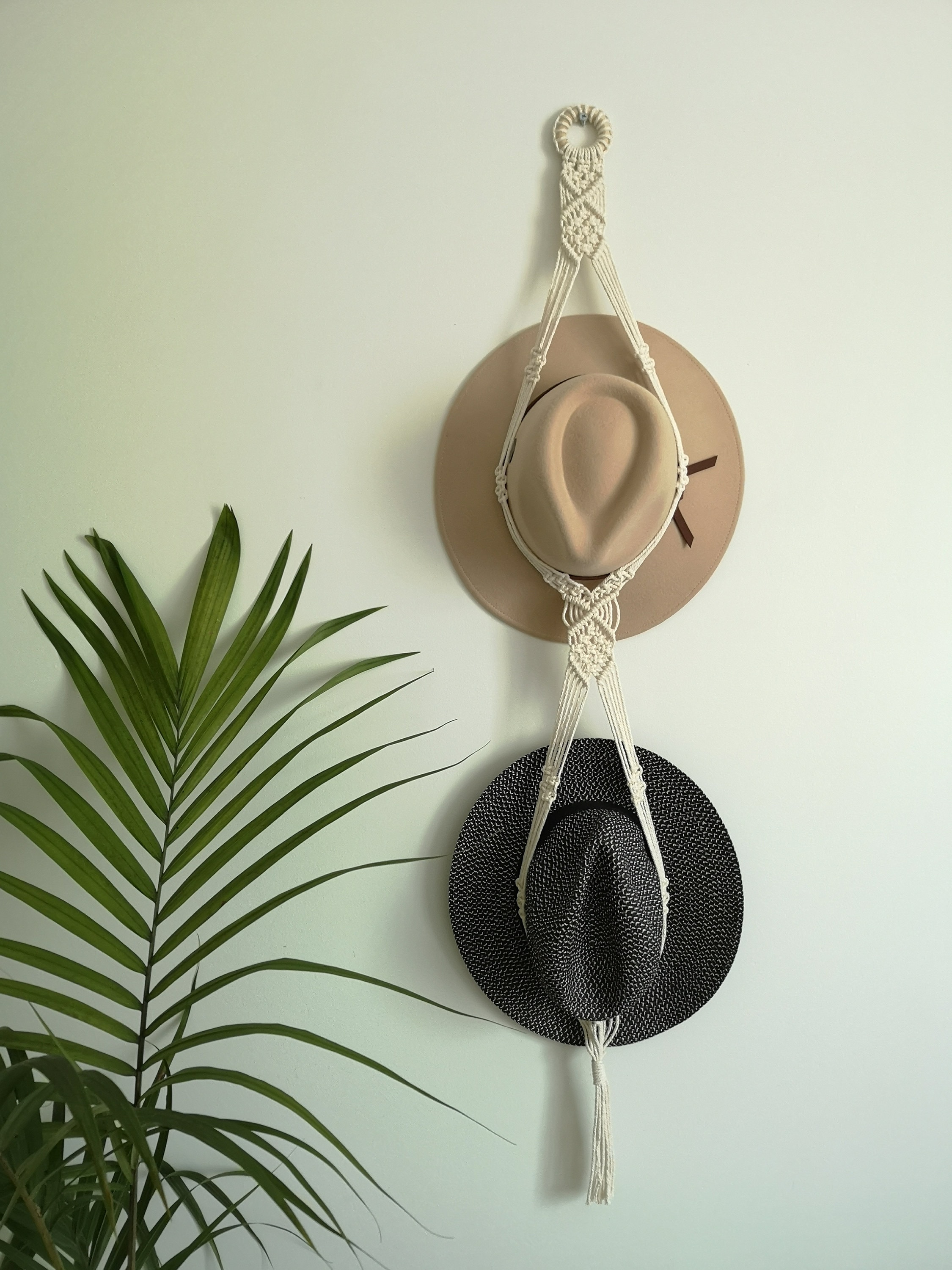 Macrame Hat Holder Boho Single or Double Hat Hanger Akubra Hat Holder