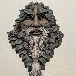 Large Green Man, Tree Man with Vines, Leaves and Berries, Beard Man, Green Man with Beard Pony Tail