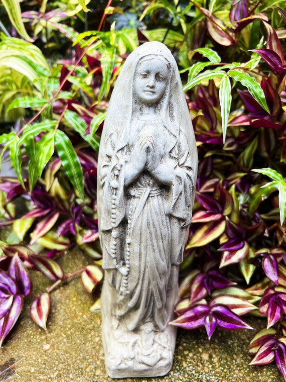 Concrete Virgin Mary Statue 12 Inches Tall Etsy