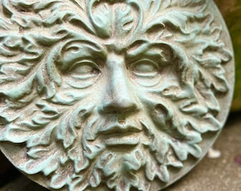 Green Man Wall Plaque, Green Man Garden Plaque, Green Man, Wall Plaque, Garden Decor, Garden Ornament, approximately 11 inches