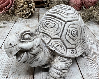 Happy Turtle Statue, Concrete Turtle, Tortoise, Cement Turtle, Cast Stone Turtle, Turtle Figurine
