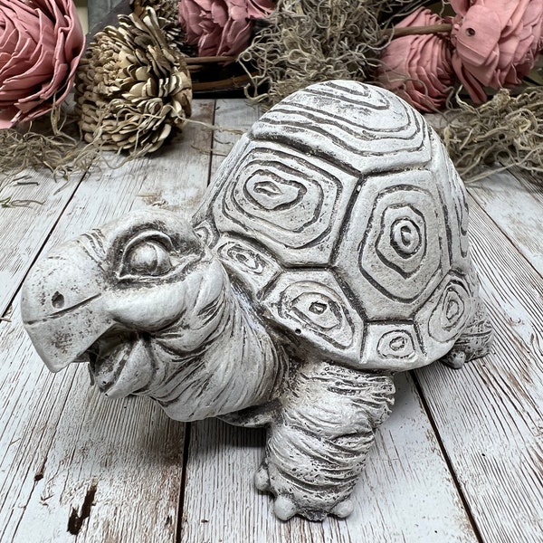 Happy Turtle Statue, Concrete Turtle, Tortoise, Cement Turtle, Cast Stone Turtle, Turtle Figurine