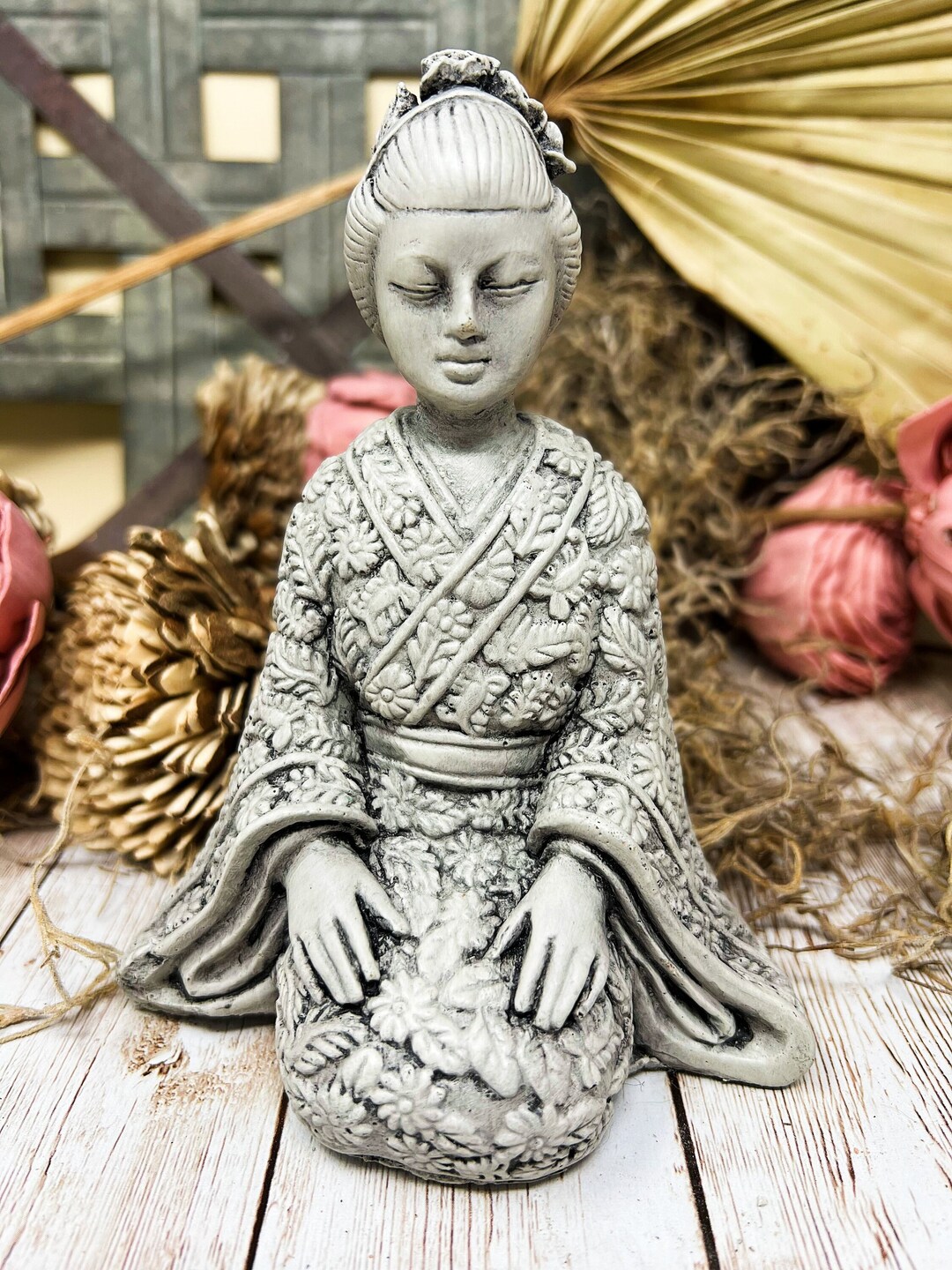 Cast Stone, Concrete Geisha Statue, Oriental Lady Statue, Asian Lady