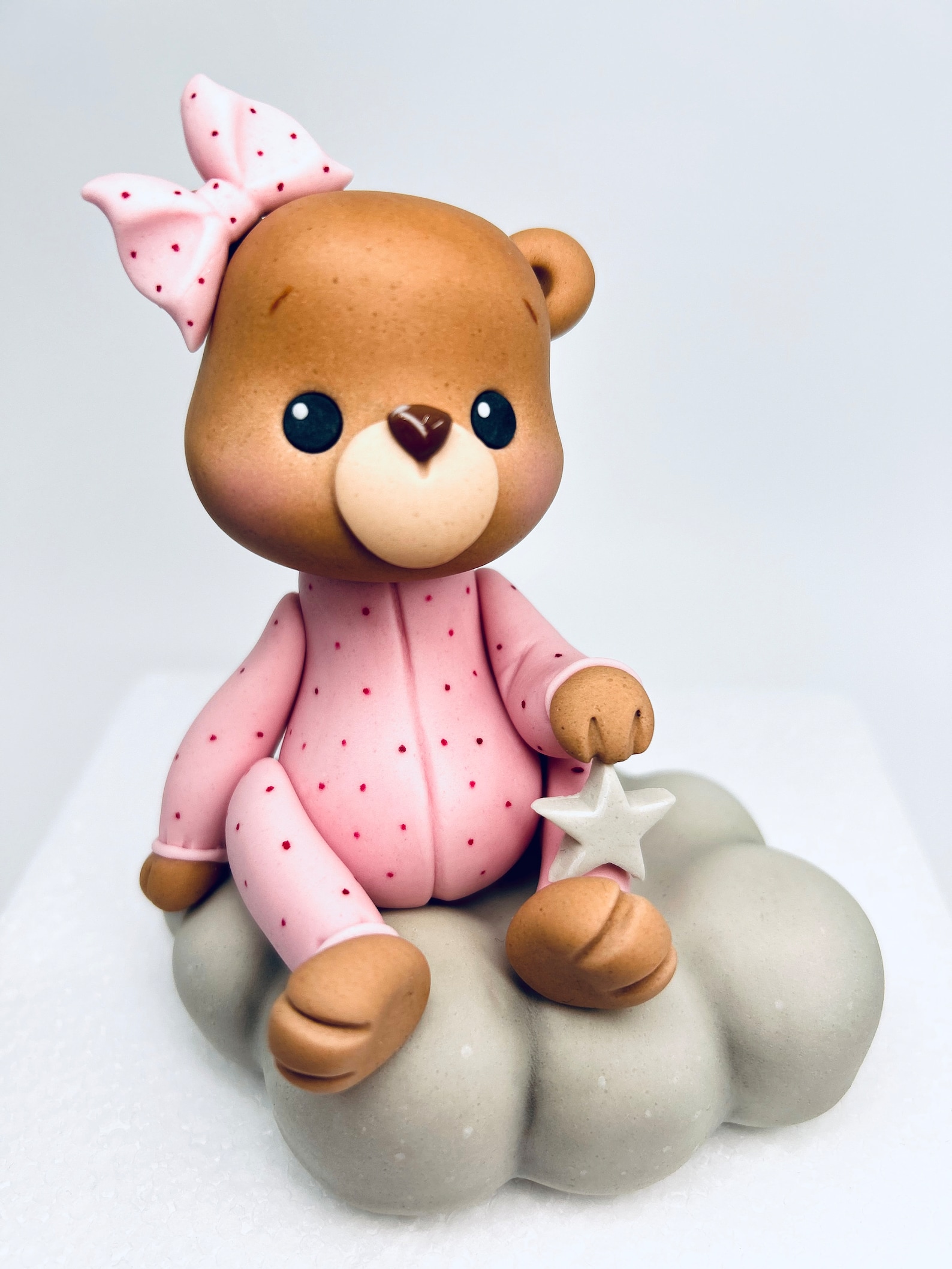 READY TO SEND Fondant Teddy Bear on the Cloud Cake Topper - Etsy