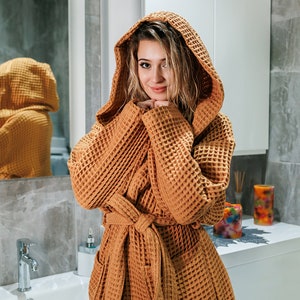 Waffle Bathrobe, Unique Waffle Cotton Robe, Cotton Bathrobe, Bridesmaid Waffle Robe , Christmas Gift, Waffle Robe, Big Size Bathrobe
