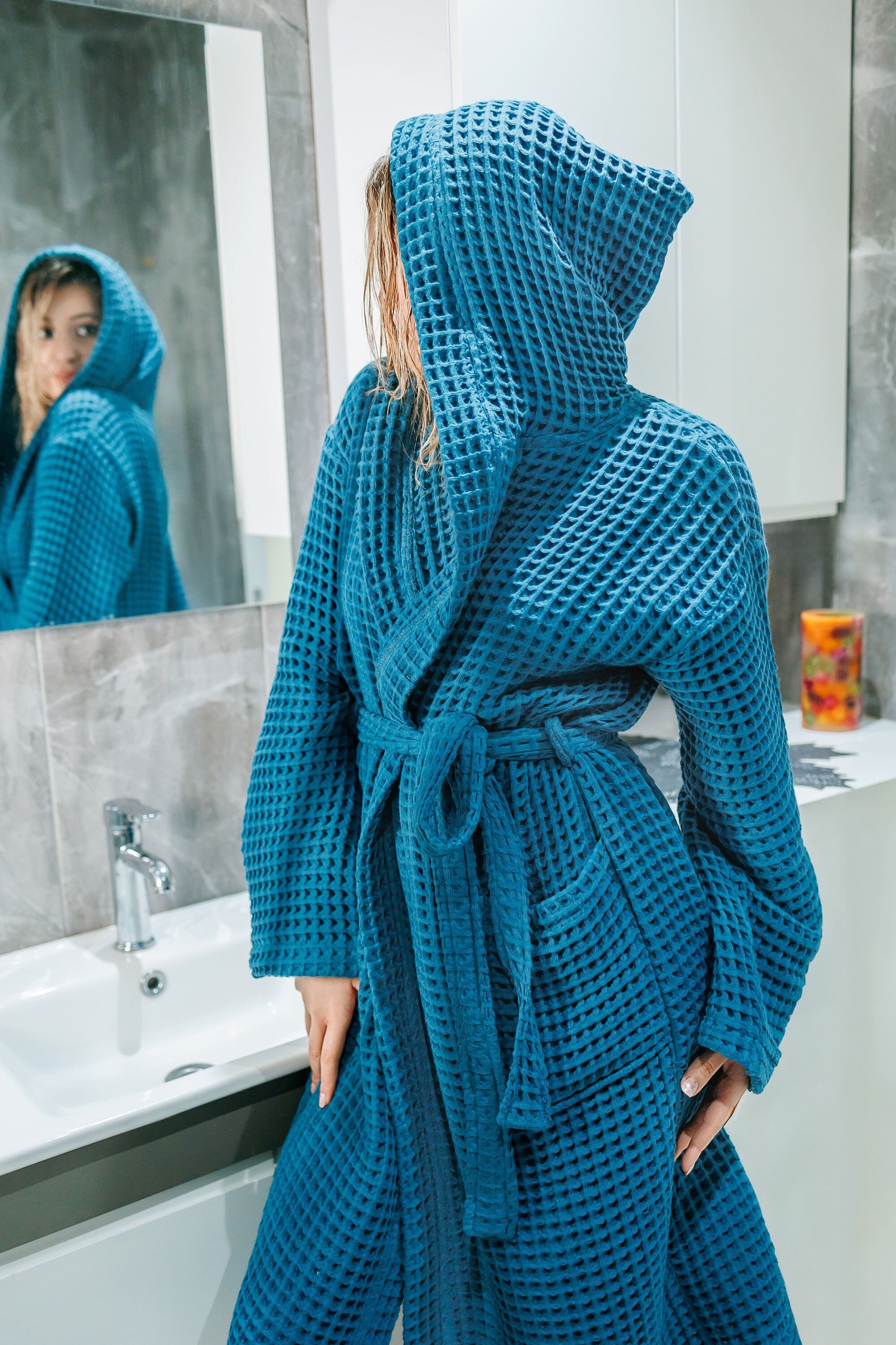 Turkish Bathrobe, Waffle Turkish Cotton Robe, Spa Party Robe, Wedding ...