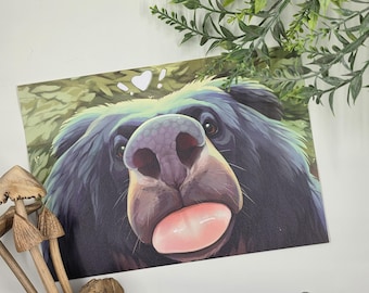 Sloth Bear Animal Print Wall Art 8x6in - (with Keychain/Sticker Option