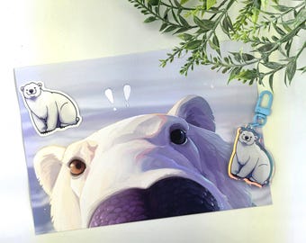 Polar Bear Animal Print Wall Art 8x6in - (with Keychain/Sticker Option