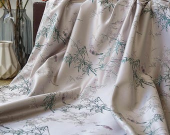 Light purple birds floral jacquard designer  embossed fabric by meter