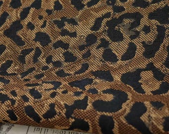 Tela brocada de diseño jacquard con estampado de leopardo marrón por metro, tela de tapicería
