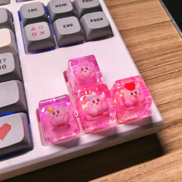 Tecla Kirby Keybroad, hecha a mano en resina OEM R4, 12 mm de altura, 1U