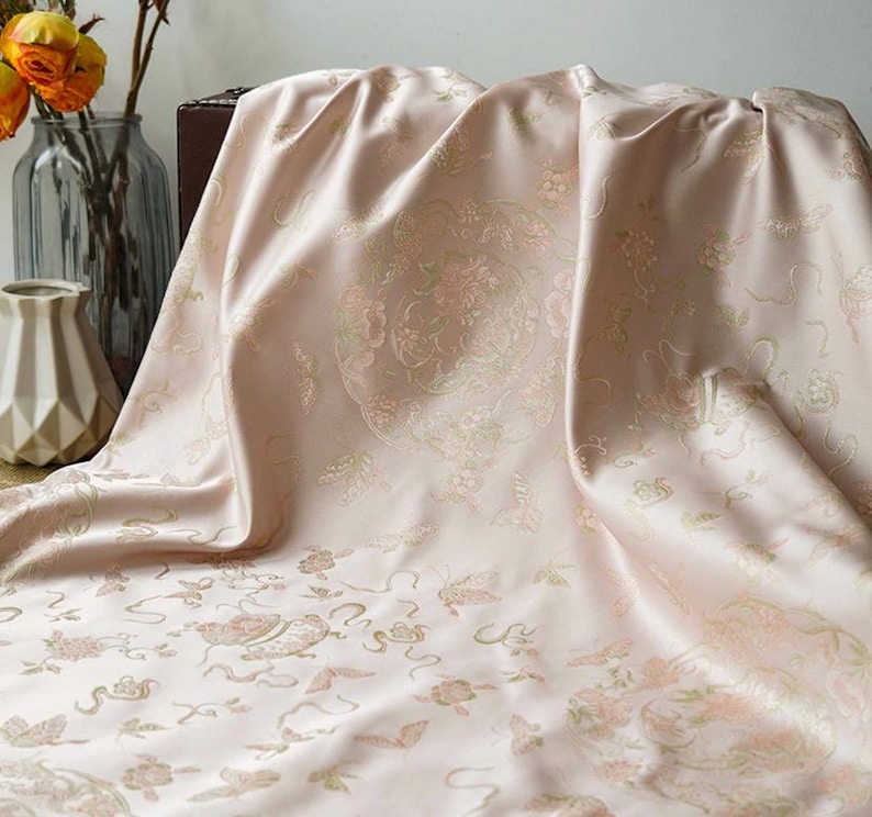Pink Brocade Pink Butterfly Jacquard Designer Brocade Fabric by Meter - Etsy