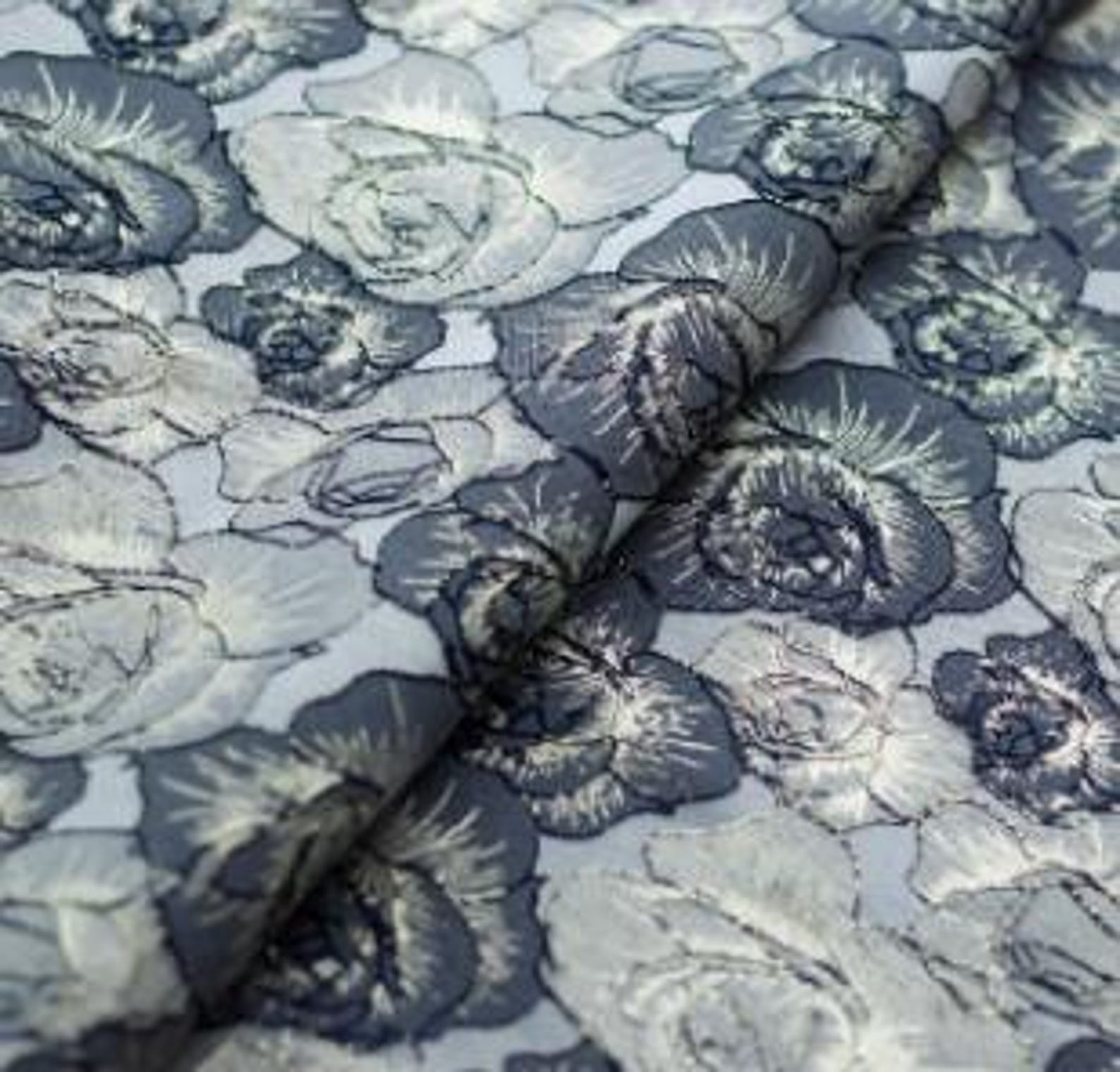 Silver White Rose Gold Thread Jacquard Designer Brocade Embossed Fabric ...
