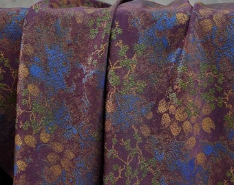 Dark purple branches embossed jacquard designer brocade  fabric by meter