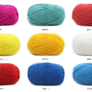 80 colors 4Ply milk cotton Yarn knitting Amigurumi diy hat, clothes, scarh plush toys 50g