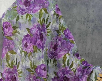 Purple floral embossed jacquard designer brocade  fabric by meter