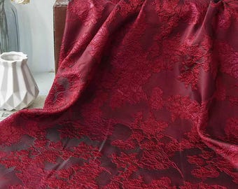 Asian red floral embossed upholstery jacquard designer brocade cushion sofa fabric by meter