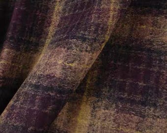 Luxury imported 100% wool plaid black purple and brown, jacket making,coat making,dress making sold by half meter