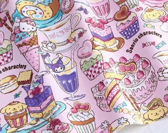 Cartoon japan twill melody kuromi  100% cotton fabric by half yard