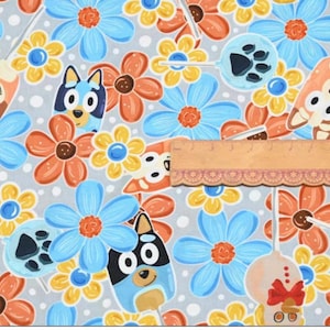 Cartoon bluey 100% cotton fabric by half yard