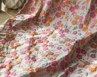 Pink floral jacquard designer  embossed fabric by meter