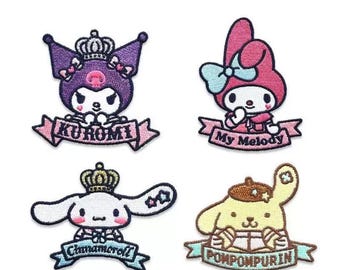 Parche de bordado termoadhesivo, aplique y pegatinas de Sanrio Melody Kuromi