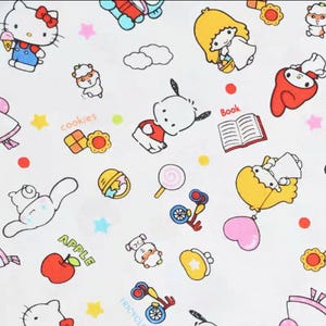 Cartoon kitty 100% cotton fabric by half yard