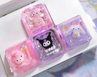Sanrio kuromi,cinnamoroll, melody keybroad cap, keycap, handmade resin 12mm height, 1U