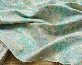 Garden floral embossed jacquard designer brocade  fabric by meter