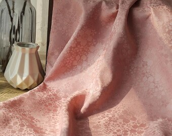 Pink Pastel sakura jacquard designer  embossed fabric by meter