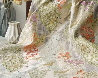 Wild birds floral embossed upholstery jacquard designer brocade cushion sofa fabric by meter