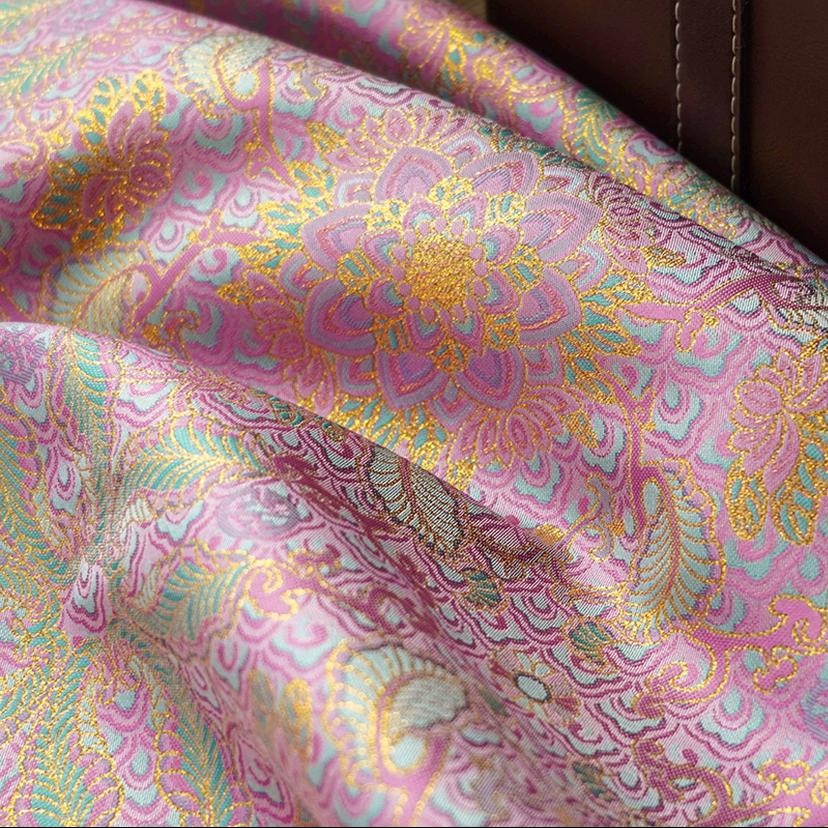 Pink Brocade Pink Floral Jacquard Designer Brocade Fabric by Meter - Etsy