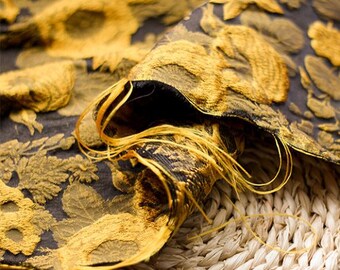 Oil painting Yellow daisy jacquard designer brocade embossed fabric by meter