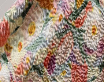 Oil painting jacquard crinkle fabric, printed material for dresses, kids clothing