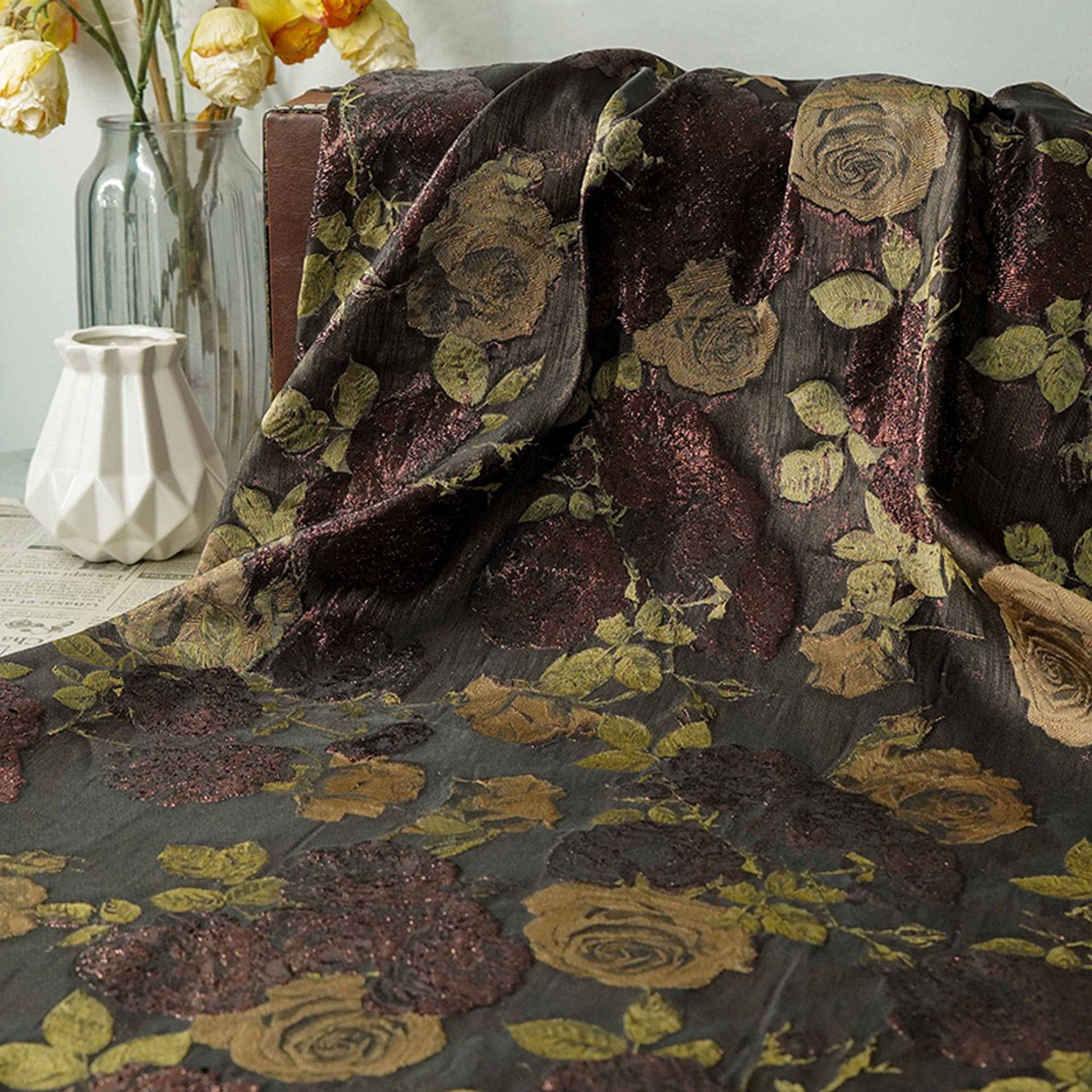 Coussin de sol art déco brocart jacquard ethnique hippie tsigane oreiller méd