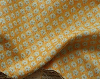 Girlish yellow floral jacquard designer  embossed fabric by meter