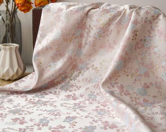 Elegant pastel pink floral embossed jacquard designer brocade  fabric by meter